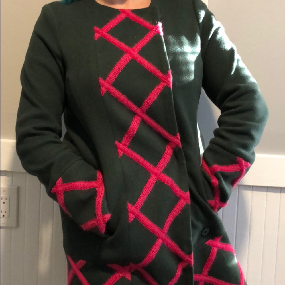 Anthropologie green and pink coat